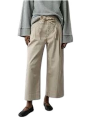 AE Paperbag Khaki Wide-Leg Crop Khaki Pant Sz 6 waist 31 inseam 24 rise 12 EUC